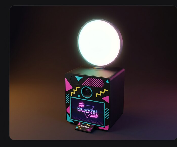 Booth Mini in a neon eighties memphis finish